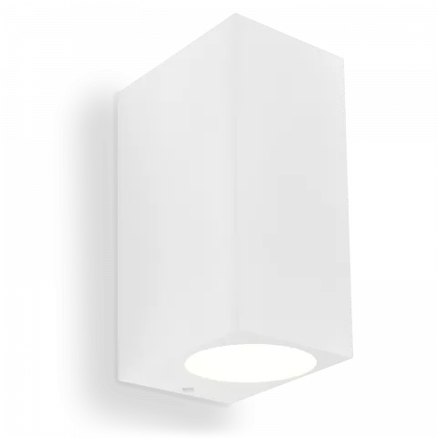 LED Wandleuchte weiß pulverbeschichtet | Eckig | Echtglas | 2-flammig | mit Schrauben & Dübeln | IP44 | GU10 230V  Spiegelung