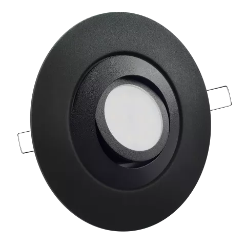 LED Einbaustrahler mit Blende großer Einbaudurchmesser schwarz | rund | schwenkbar | Lochmaß Ø 68mm - 135mm | Einbautiefe 55mm | MR16 12V  Spiegelung