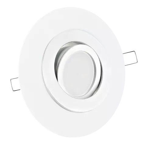 LED Einbaustrahler mit Blende großer Einbaudurchmesser weiß | rund | schwenkbar | Lochmaß Ø 68mm - 135mm | Einbautiefe 55mm | MR16 12V  Spiegelung