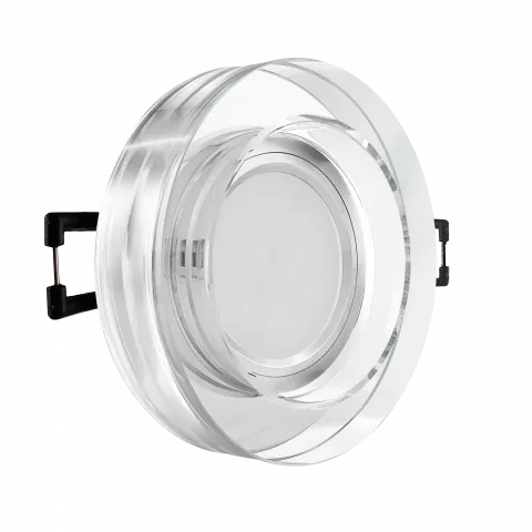 LED Aufbau Einbaustrahler spiegelnd | rund Echtglas | Lochmaß Ø 68mm - 75mm | Einbautiefe 55mm | MR16 12V  Spiegelung