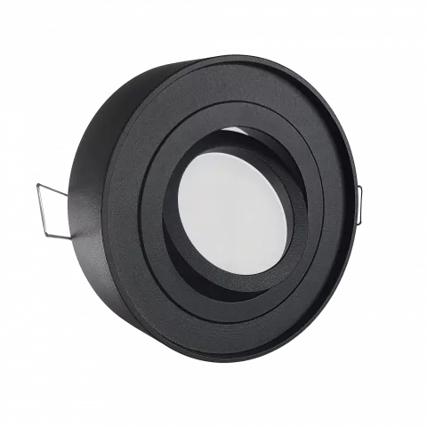 LED Aufbau Einbaustrahler schwarz pulverbeschichtet | rund | 360° schwenkbar | Lochmaß Ø 85mm - 90mm | geringe Einbautiefe 34mm | MR16 12V  Spiegelung