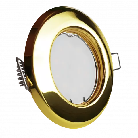LED Einbaustrahler Gold glänzend | rund | Lochmaß Ø 55mm - 75mm | Einbautiefe 55mm | Anschlussfertig mit MR16 12V Fassung  Spiegelung