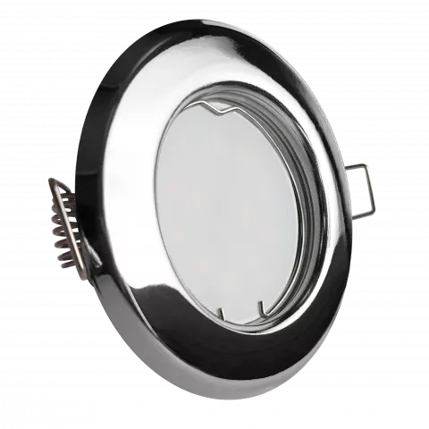 LED Einbaustrahler Chrom glänzend | rund | Lochmaß Ø 55mm - 75mm | Einbautiefe 55mm | Anschlussfertig mit MR16 12V Fassung  Spiegelung