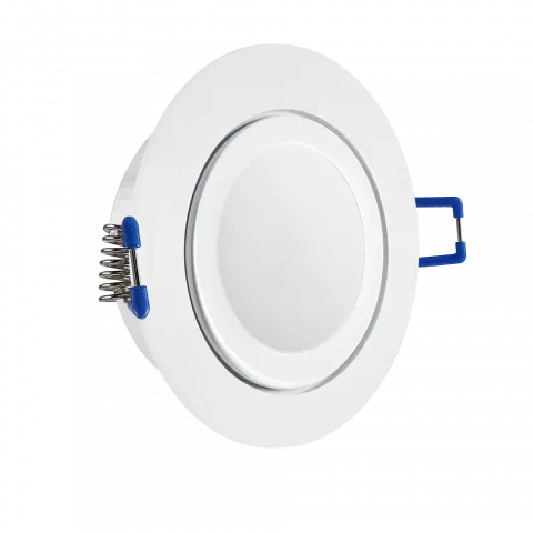 LED Einbaustrahler Feuchtraum IP44 weiß | rund Echtglas | Lochmaß Ø 60mm - 75mm | Einbautiefe 55mm | Anschlussfertig mit MR16 12V Fassung  Spiegelung