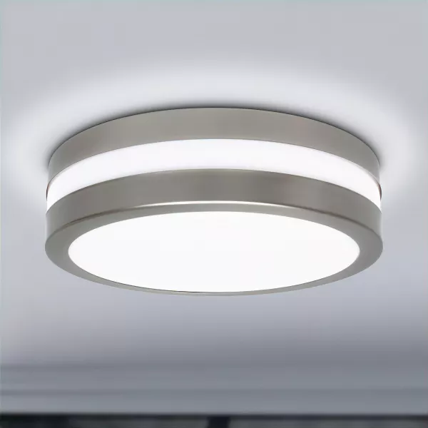 LED Deckenleuchte | rund | Edelstahl | spritzwassergeschützt IP44 | E27 230V