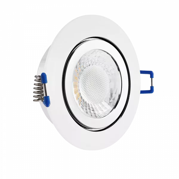 LED Einbaustrahler Feuchtraum IP44 Chrom glänzend | rund Echtglas | Lochmaß Ø 60mm - 75mm | Einbautiefe 64mm | Anschlussfertig mit GU10 230V Fassung  Spiegelung