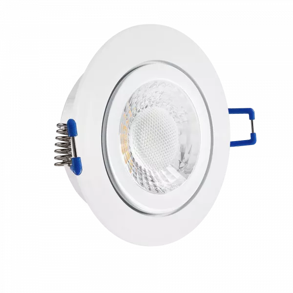 LED Einbaustrahler Feuchtraum IP44 weiß | rund Echtglas | Lochmaß Ø 60mm - 75mm | geringe Einbautiefe 25mm | Anschlussfertig  Spiegelung