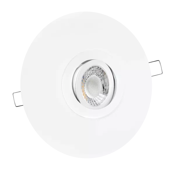 LED Einbaustrahler mit Blende großer Einbaudurchmesser weiß | rund | schwenkbar | Lochmaß Ø 68mm - 180mm | Einbautiefe 64mm | GU10 230V  Spiegelung