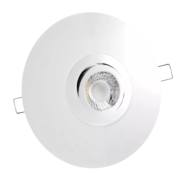 LED Einbaustrahler mit Blende großer Einbaudurchmesser Chrom glänzend | rund | schwenkbar | Lochmaß Ø 68mm - 180mm | Einbautiefe 64mm | GU10 230V  Spiegelung
