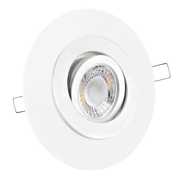 LED Einbaustrahler mit Blende großer Einbaudurchmesser weiß | rund | schwenkbar | Lochmaß Ø 68mm - 135mm | Einbautiefe 64mm | GU10 230V  Spiegelung